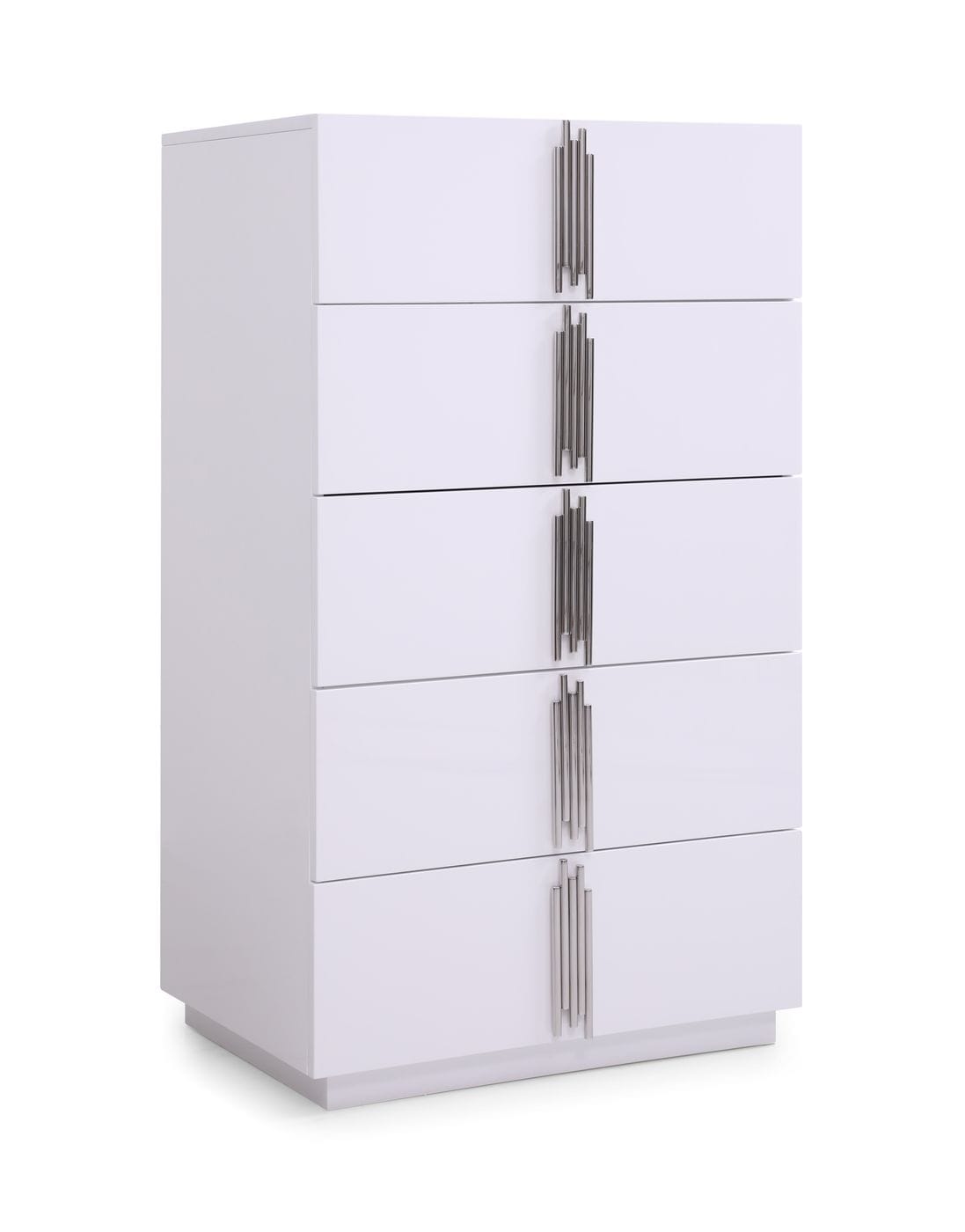 Modrest Token Modern Glossy White & Stainless Steel Chest Model VGVCJ815-5H-WHT-3-3