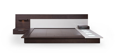 Modrest Torino Contemporary Brown Oak & Grey Platform Bed With Lights Model VGWCSB-B03-BRNGRY