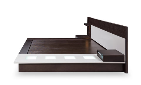 Modrest Torino Contemporary Brown Oak & Grey Platform Bed With Lights Model VGWCSB-B03-BRNGRY