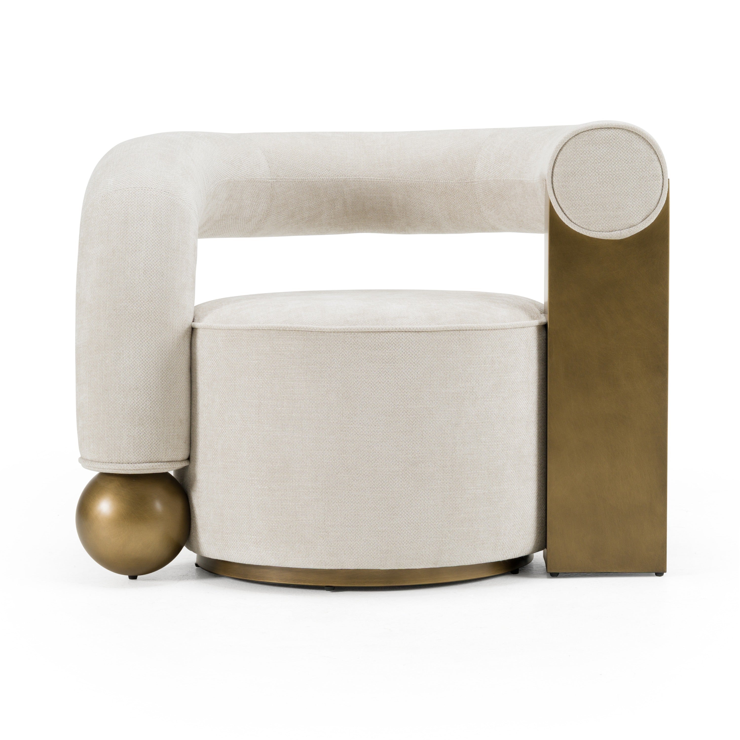 Divani Casa Tranquil Contemporary Beige Fabric & Antique Brass Accent Chair Model VGFA-CE2005-BGE