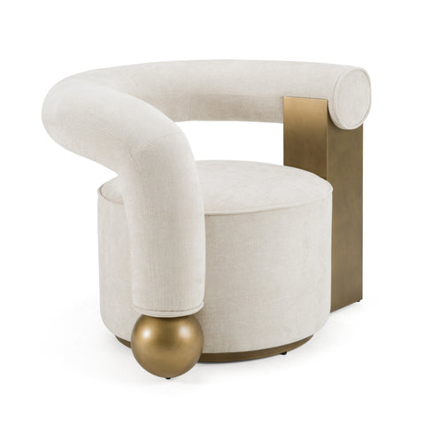 Divani Casa Tranquil Contemporary Beige Fabric & Antique Brass Accent Chair Model VGFA-CE2005-BGE
