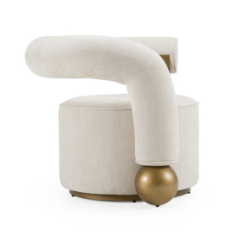 Divani Casa Tranquil Contemporary Beige Fabric & Antique Brass Accent Chair Model VGFA-CE2005-BGE