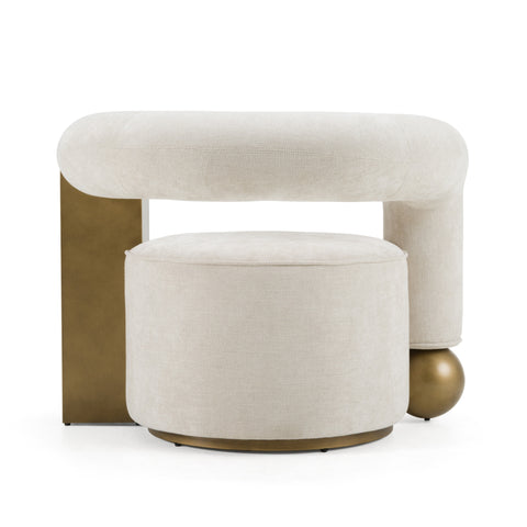 Divani Casa Tranquil Contemporary Beige Fabric & Antique Brass Accent Chair Model VGFA-CE2005-BGE