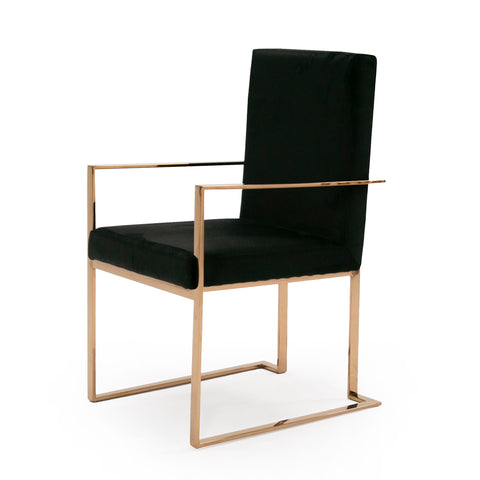 Modrest Trea Modern Black Velvet & Rosegold Dining Chair By VIG Furniture