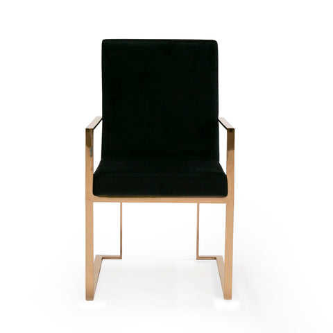 Modrest Trea Modern Black Velvet & Rosegold Dining Chair By VIG Furniture