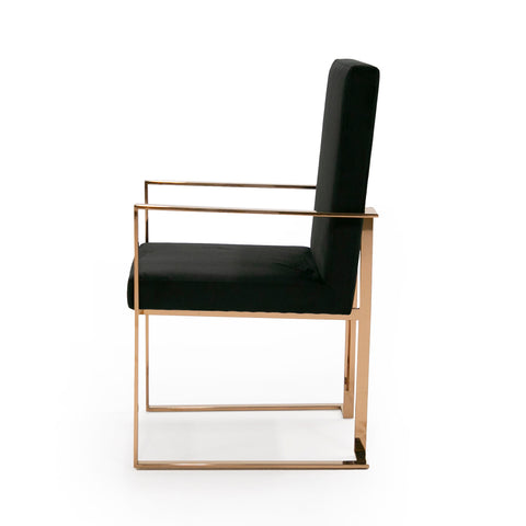 Modrest Trea Modern Black Velvet & Rosegold Dining Chair By VIG Furniture