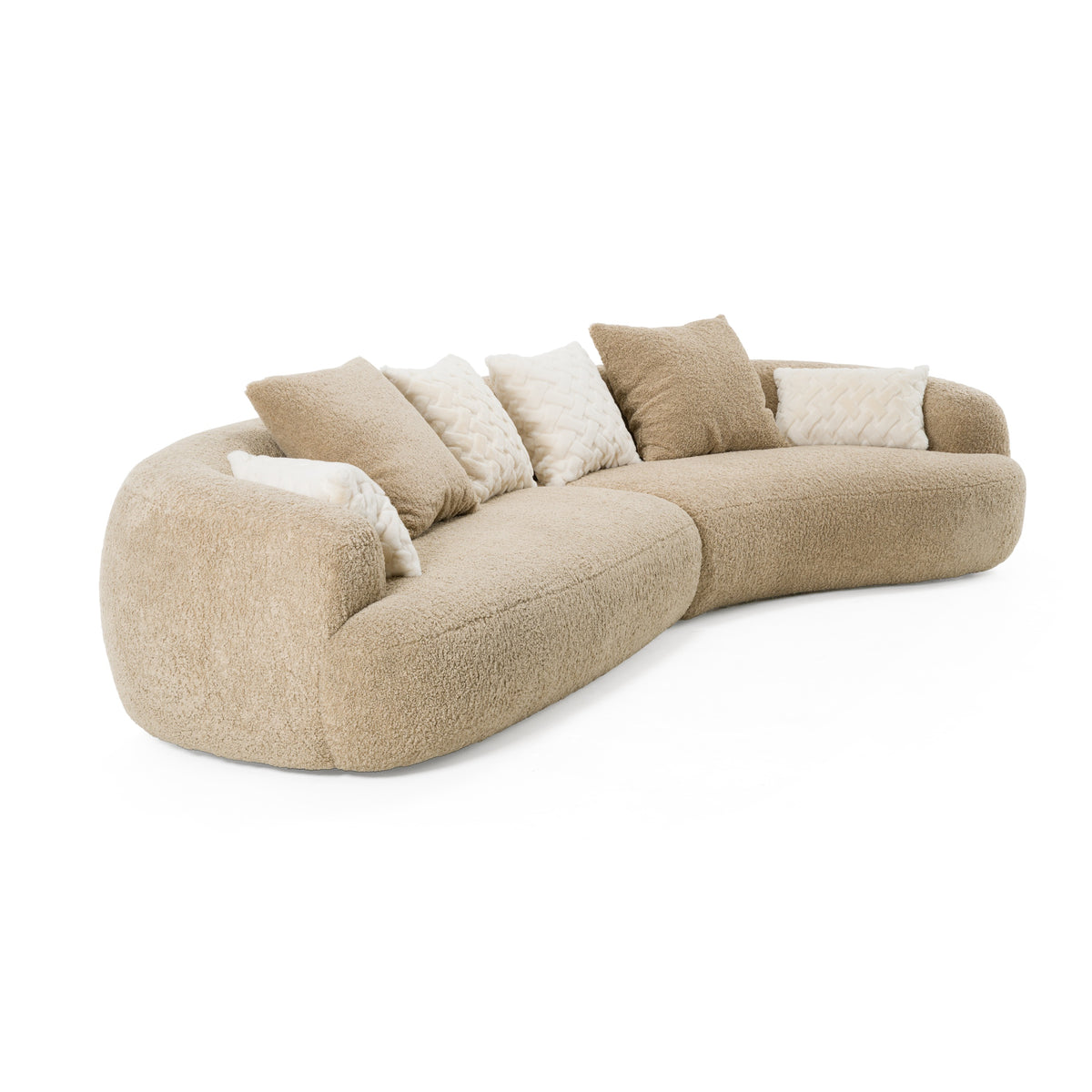 Divani Casa Trevor Modern Tan Fabric Curved Sectional Model VGOD-ZW-24018-BRN