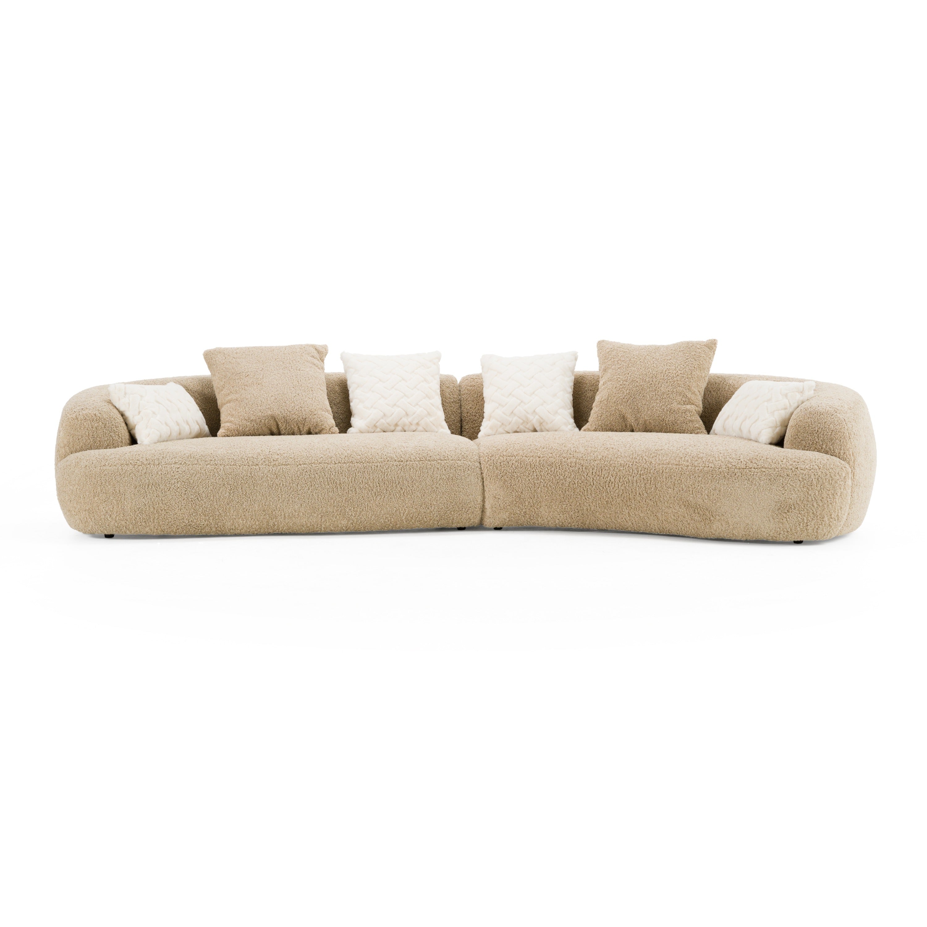 Divani Casa Trevor Modern Tan Fabric Curved Sectional Model VGOD-ZW-24018-BRN