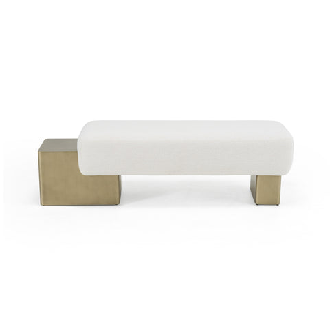 Modrest Triumph Contemporary Off White Fabric & Antique Brass Bench Model VGFA-CH2500