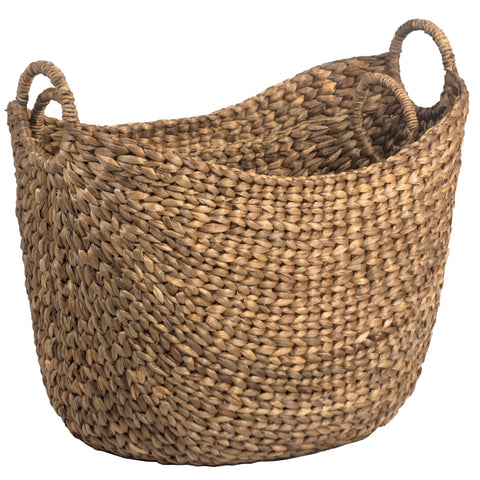 Avah Natural Finish Basket Set Of 2