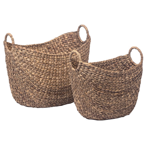 Avah Natural Finish Basket Set Of 2