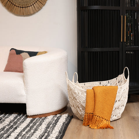 Arielle Natural White Finish Basket Set Of 2