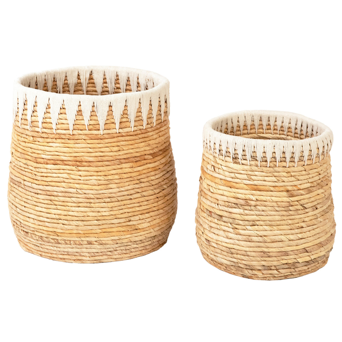 Cianna Natural Finish with White Accents Basket Set Of 2