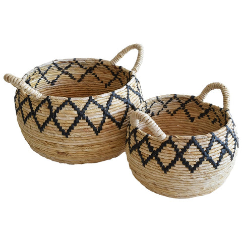 Earwyn Natural and Black Basket Set Of 2