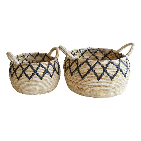 Earwyn Natural and Black Basket Set Of 2