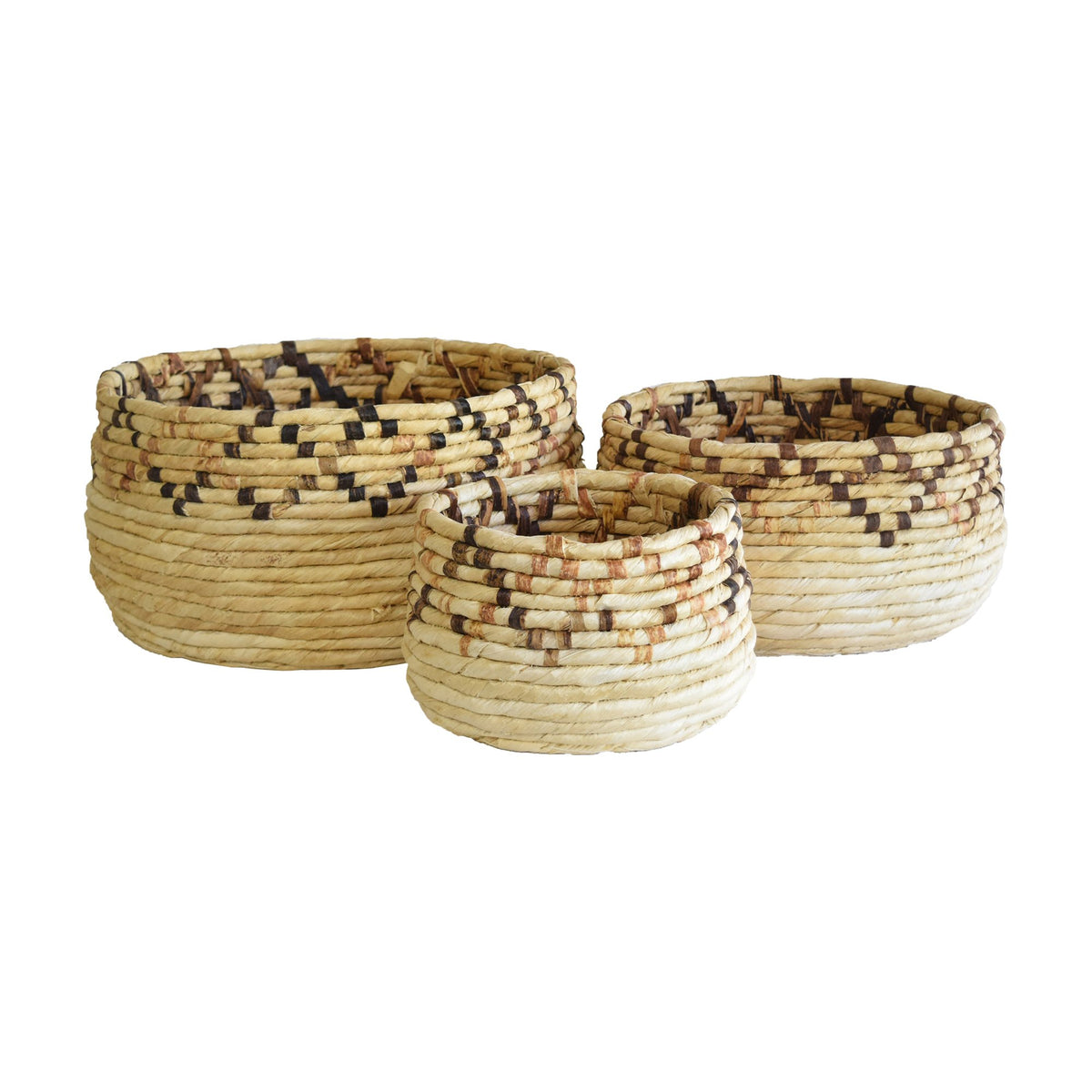 Guava Natural Variegated Finish Basket Set Of 3