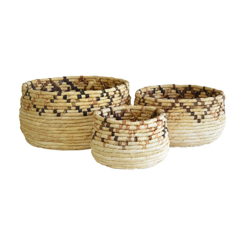 Guava Natural Variegated Finish Basket Set Of 3