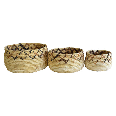 Guava Natural Variegated Finish Basket Set Of 3