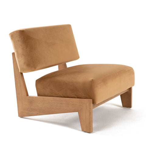 Modrest Tucker Mid Century Modern Camel Velvet & Chestnut Accent Chair Model VGRH-RHS-AZHT05-TAN