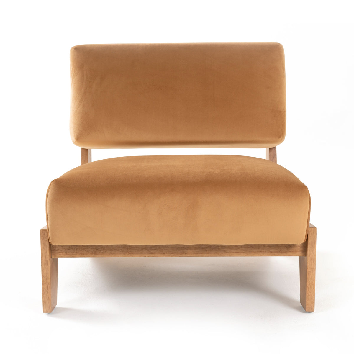Modrest Tucker Mid Century Modern Camel Velvet & Chestnut Accent Chair Model VGRH-RHS-AZHT05-TAN