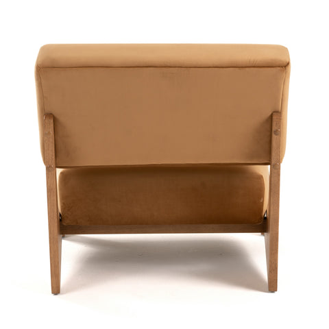Modrest Tucker Mid Century Modern Camel Velvet & Chestnut Accent Chair Model VGRH-RHS-AZHT05-TAN