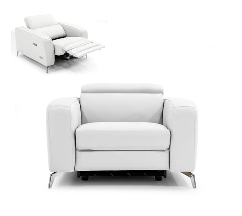 Lamod Italia Turin Italian White Leather Recliner Chair Model VGCCROMA-WHIT-CH
