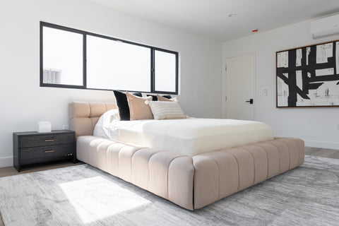 Divani Casa Tyree Modern Tufted Sand Fabric Bed Model VGOD-DY-22116-SAND