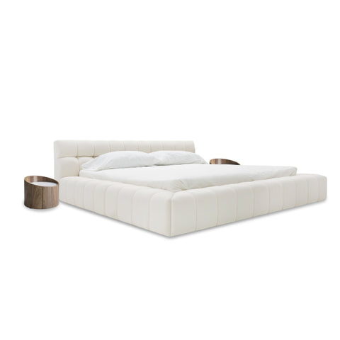 Divani Casa Tyree Modern Tufted Off White Fabric Bed Model VGOD-DY-22116-BED