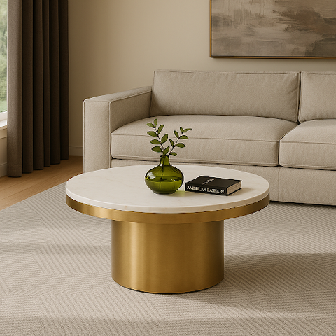 Modrest Rocky Glam White & Gold Coffee Table Model VGGMM-CT-1360A
