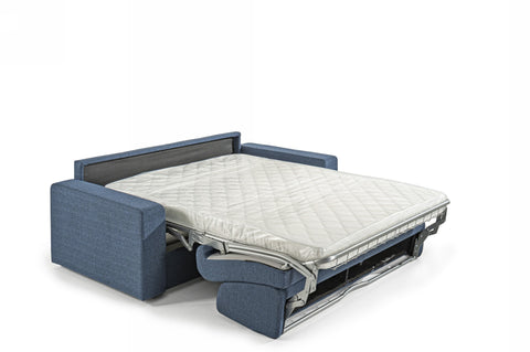 Modrest Made In Italy Urrita Modern Blue Fabric Sofa Bed With Full Size Mattress Model VGACURRITA-Q-BLUE