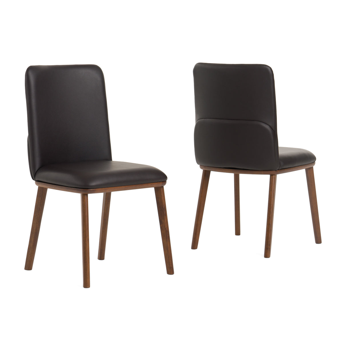 Modrest Utah Modern Walnut and Brown Eco Leather Dining Chair (Set of 2) By VIG Furniture