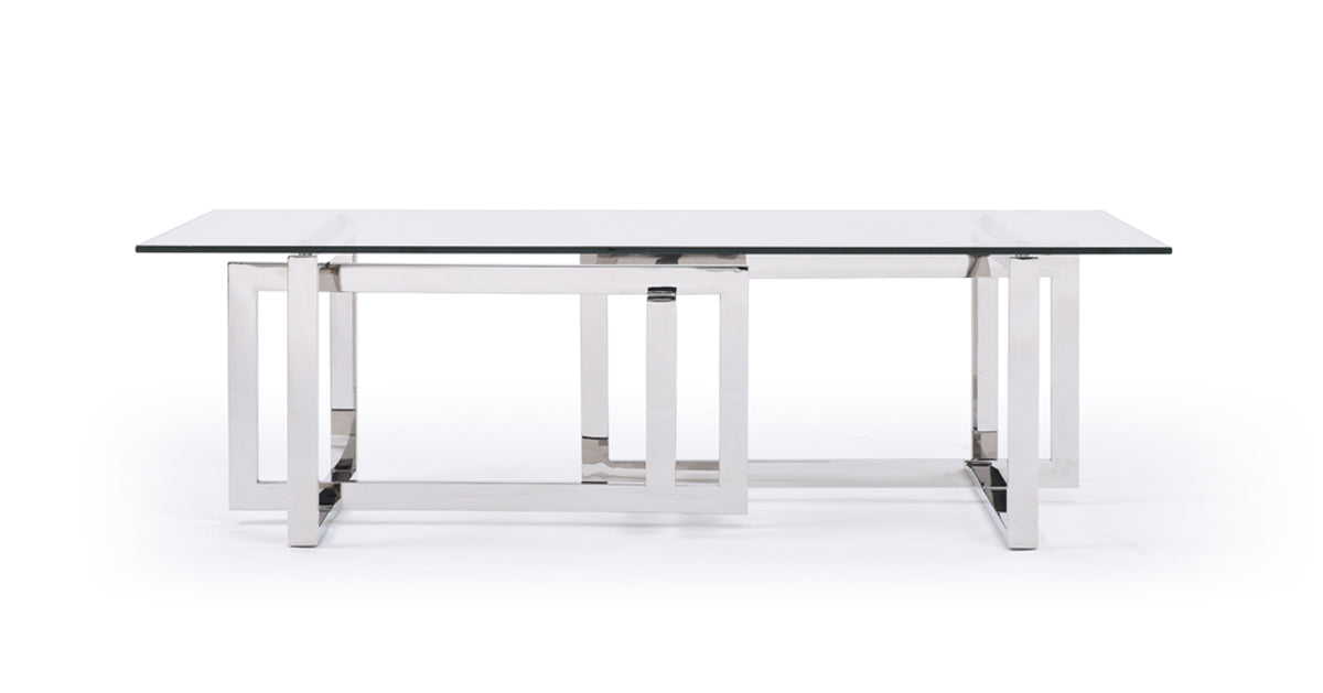 Modrest Valiant Modern Glass & Stainless Steel Coffee Table Model VGVCCT856