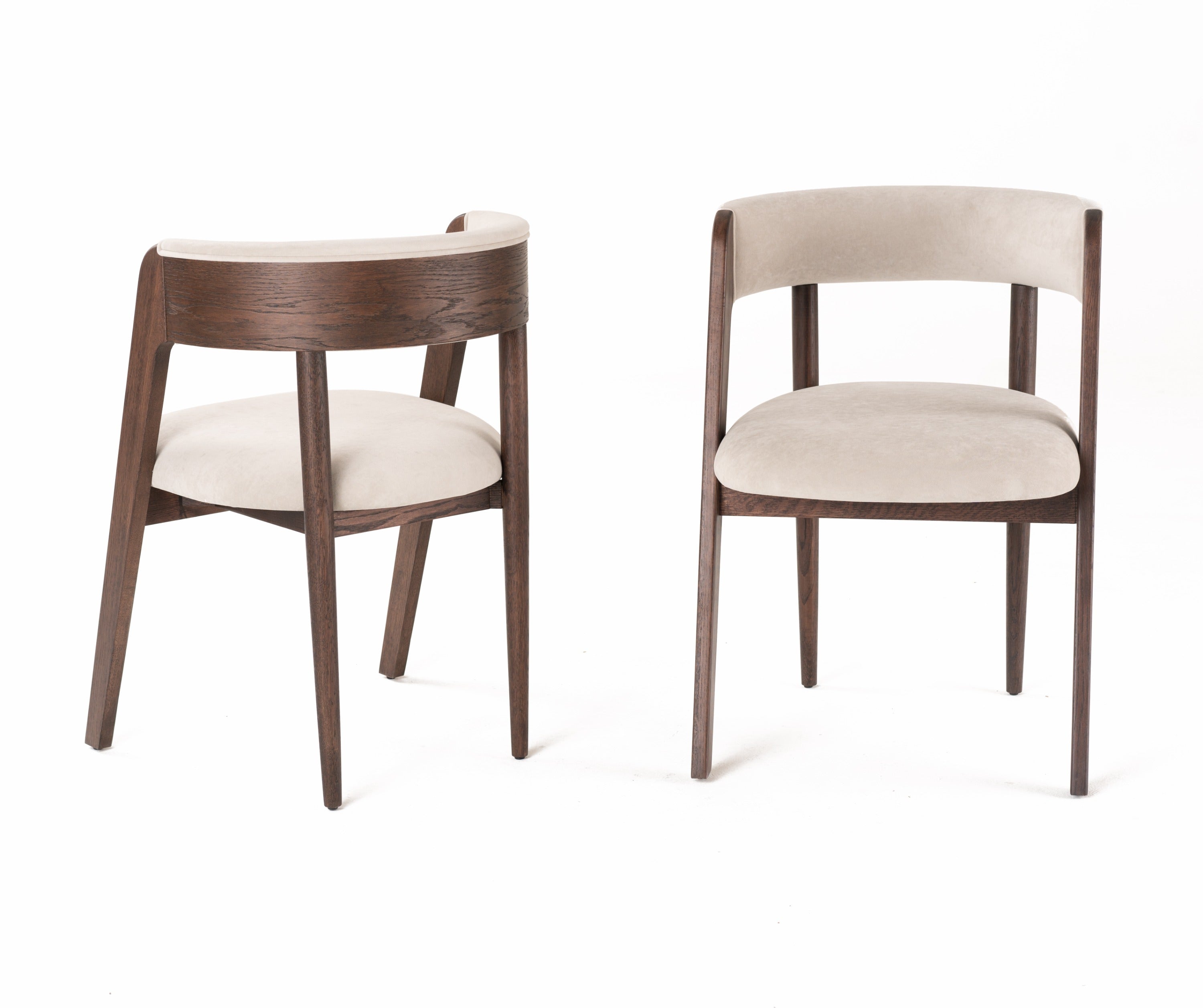 Modrest Vegas Modern Beige Velvet & Walnut Oak Dining Chair (Set Of 2) Model VGME-VEGAS-DCHR