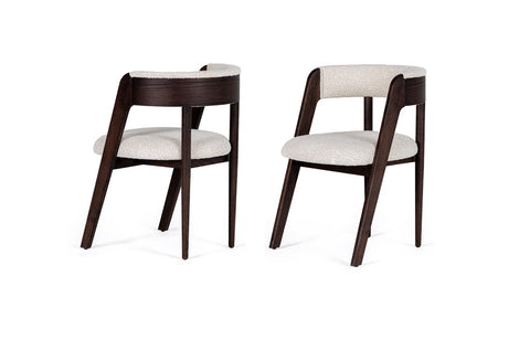 Modrest Vegas Modern Cream Fabric & Walnut Oak Dining Chair (Set Of 2) Model VGME-VEGAS-CRM-DC