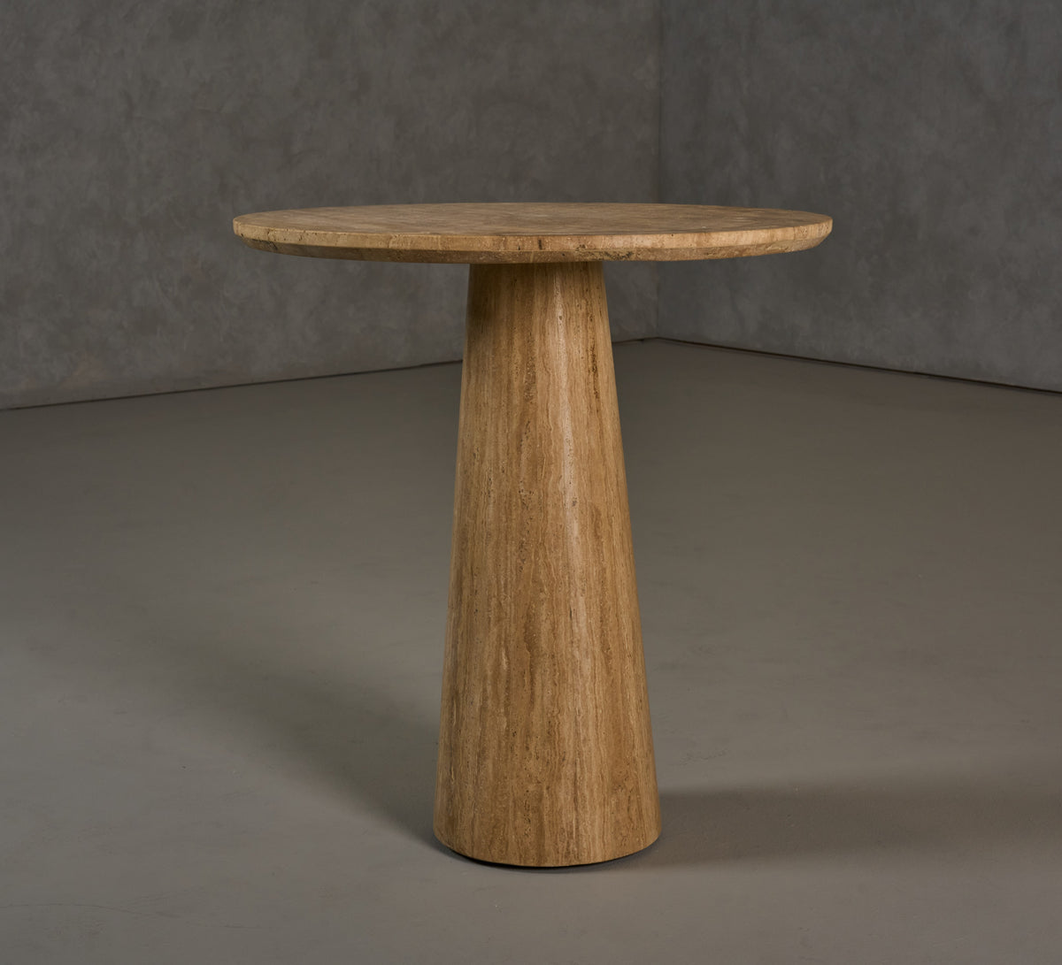 Modrest Velma Modern Travertine Marble Round Dinette Table Model VGBR-SBA-8542B-BE