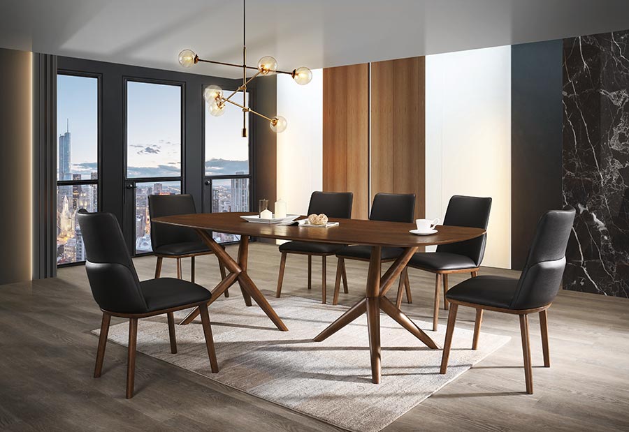Modrest Utah Modern Walnut And Brown Eco Leather Dining Chair Set Of 2 Model VGMAMI-973