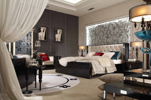 California King A&X Bellagio Luxurious Transitional Crocodile Lacquer Bed Model VGUNRW206-180-CK