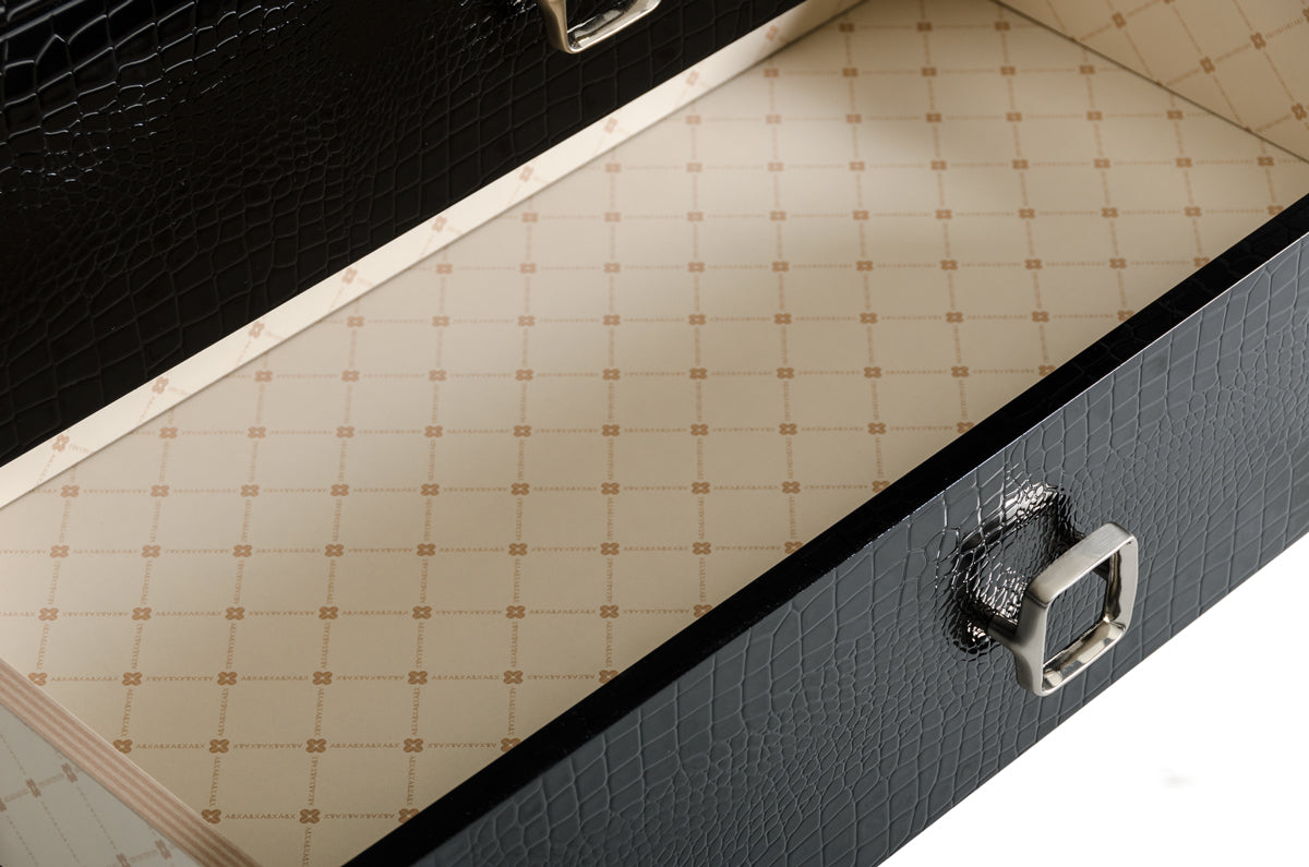A&X Victoria Modern Black Crocodile Chest Model VGUNAW552-80-BLK