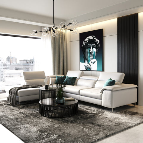 Lamod Italia Viola Italian Contemporary Grey Leather Left Facing Sectional Sofa Model VGCCVIOLA-KIM-GRY-LAF-SECT