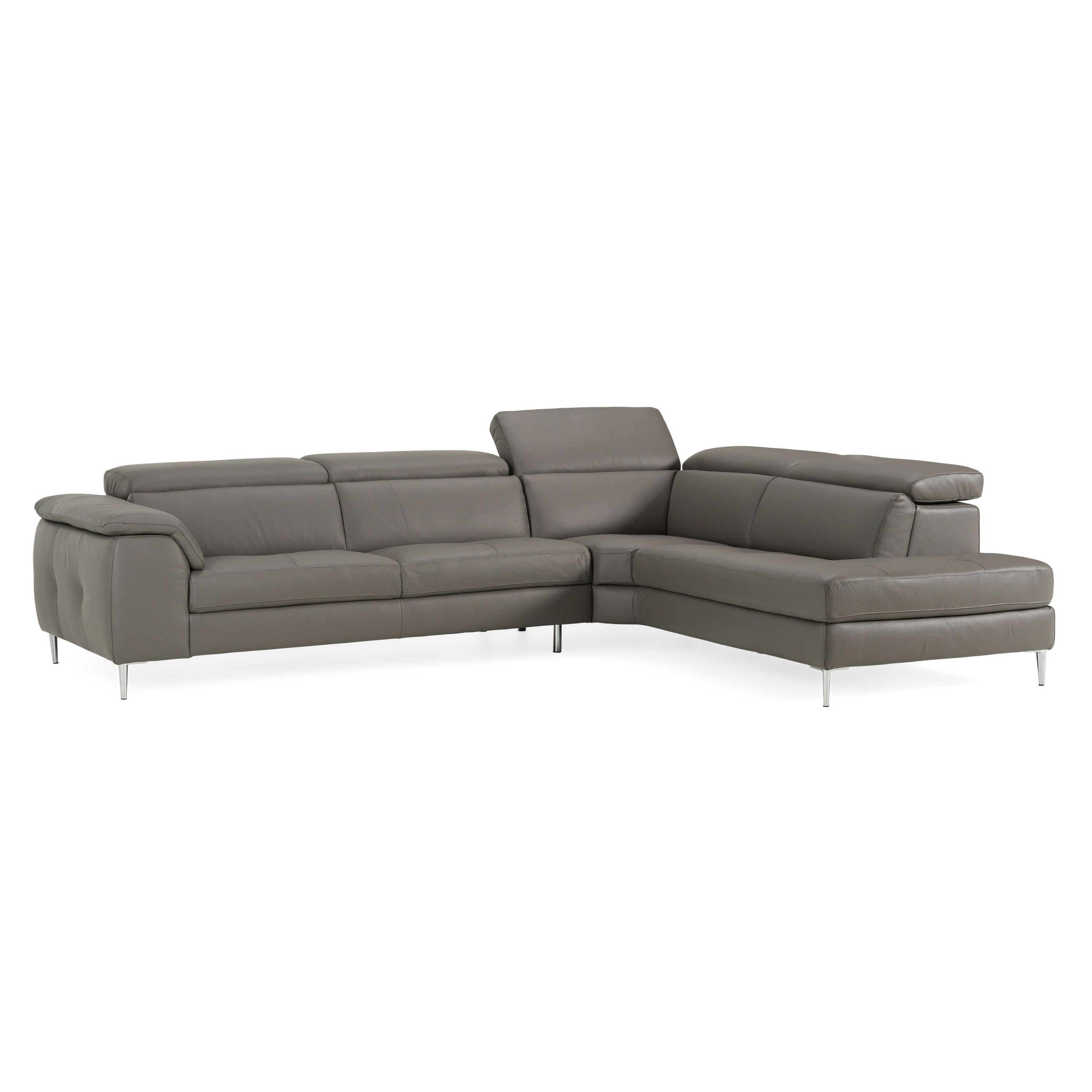 Lamod Italia Viola Italian Contemporary Grey Leather Right Facing Sectional Sofa Model VGDTVIOLA-KIM-FUME-RAF-SECT
