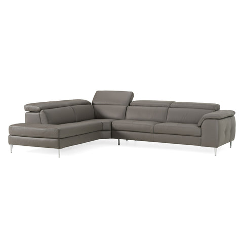 Lamod Italia Viola Italian Contemporary Grey Leather Left Facing Sectional Sofa Model VGDTVIOLA-KIM-FUME-LAF-SECT