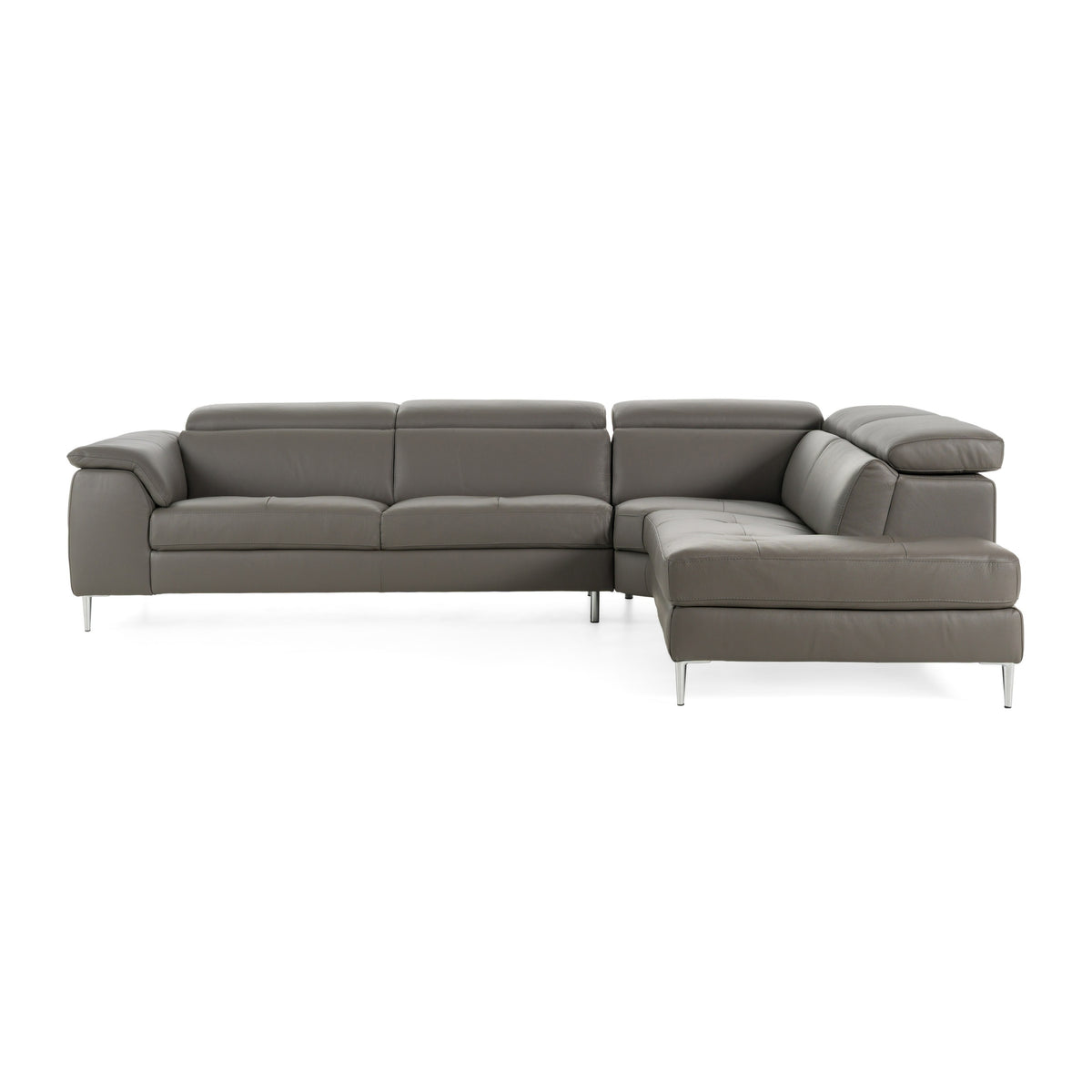 Lamod Italia Viola Italian Contemporary Grey Leather Right Facing Sectional Sofa Model VGDTVIOLA-KIM-FUME-RAF-SECT