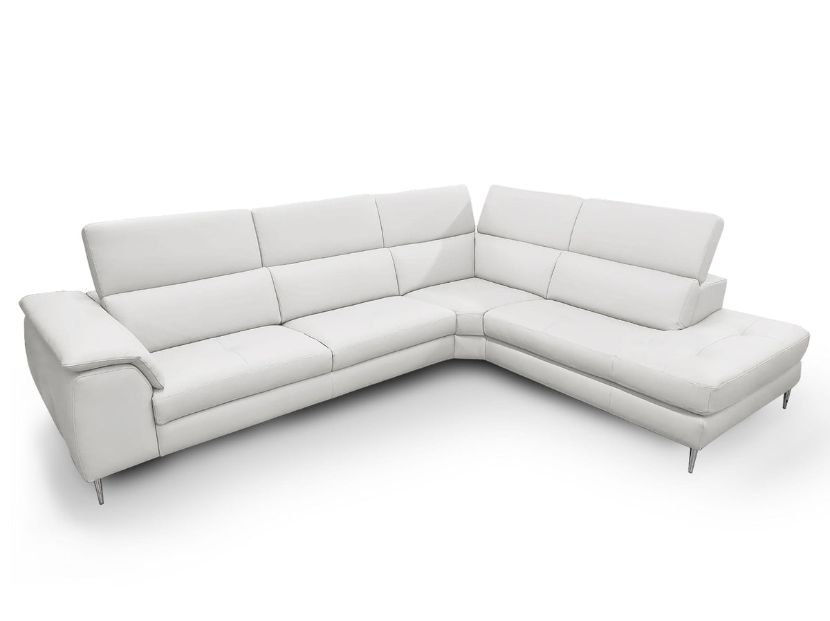 Lamod Italia Viola Italian Contemporary Grey Leather Right Facing Sectional Sofa Model VGCCVIOLA-KIM-GRY-RAF-SECT
