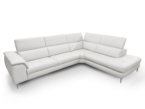 Lamod Italia Viola Italian Contemporary Grey Leather Right Facing Sectional Sofa Model VGCCVIOLA-KIM-GRY-RAF-SECT