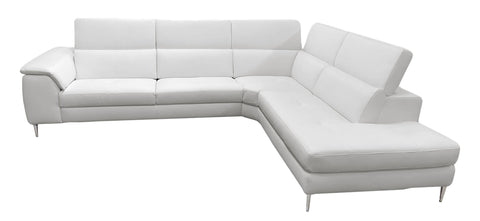 Lamod Italia Viola Italian Contemporary Grey Leather Right Facing Sectional Sofa Model VGCCVIOLA-KIM-GRY-RAF-SECT