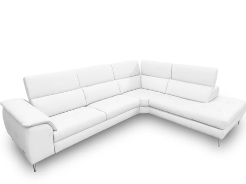 Lamod Italia Viola Italian Contemporary White Leather Right Facing Sectional Sofa Model VGCCVIOLA-KIM-WHT-RAF-SECT