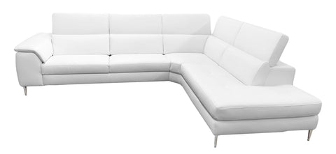Lamod Italia Viola Italian Contemporary White Leather Right Facing Sectional Sofa Model VGCCVIOLA-KIM-WHT-RAF-SECT