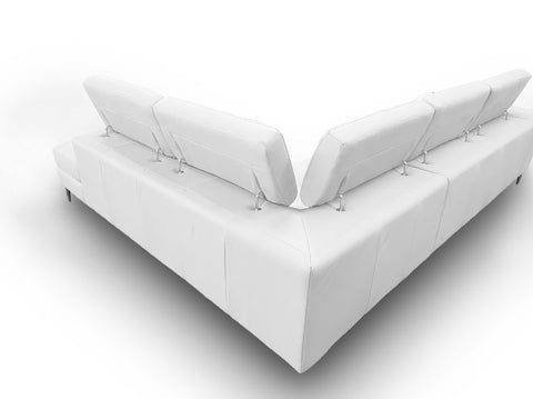 Lamod Italia Viola Italian Contemporary White Leather Right Facing Sectional Sofa Model VGCCVIOLA-KIM-WHT-RAF-SECT