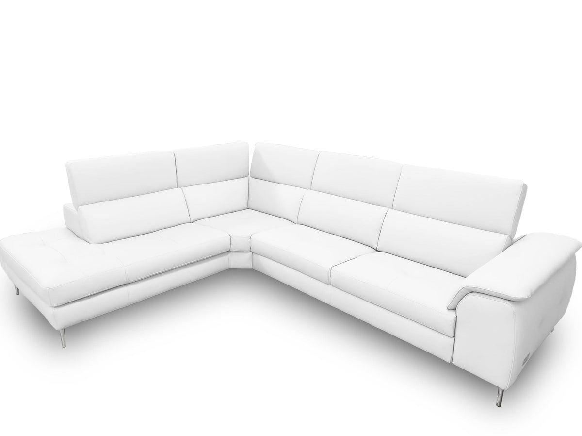 Lamod Italia Viola Italian Contemporary White Leather Left Facing Sectional Sofa Model VGCCVIOLA-KIM-WHT-LAF-SECT