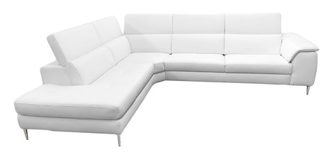 Lamod Italia Viola Italian Contemporary White Leather Left Facing Sectional Sofa Model VGCCVIOLA-KIM-WHT-LAF-SECT